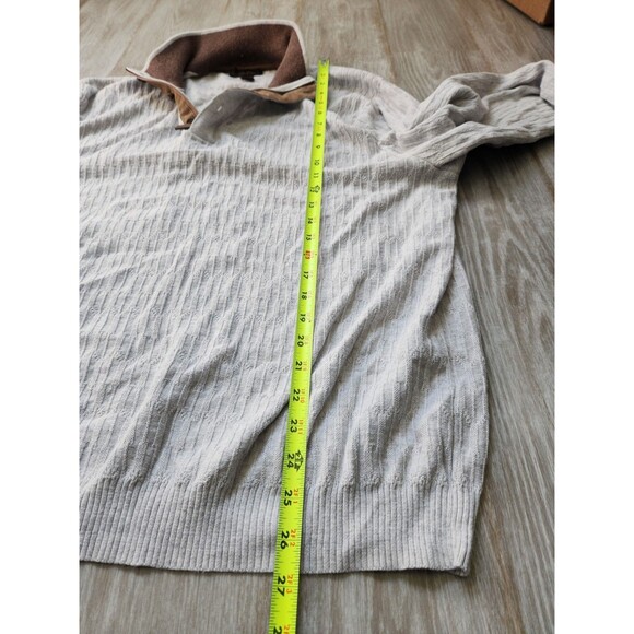 Tasso Elba Mock Neck Sweater Mens XXL Faux Suede Trim Elbow Patch Pullover GUC - Picture 8 of 9